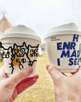 Custom Paper Cups featuring playful kitten designs and bold graphics, perfect for events and branding.