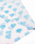Custom tissue paper featuring blue heart patterns, perfect for elegant packaging and branding solutions.