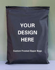 Custom black zipper bag with personalized design option for branding and packaging solutions.