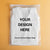 Custom frosted zipper bag showcasing a white shirt with design template and branding, perfect for retail packaging.