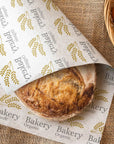 Custom deli paper featuring organic bakery design, perfect for wrapping bread and ensuring freshness. Free shipping worldwide.