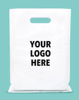Custom die cut handle bag featuring personalized logo design for branding and promotions.