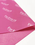 Custom pink tissue paper featuring For Ever18 logo, ideal for enhancing packaging and branding for makeup products.