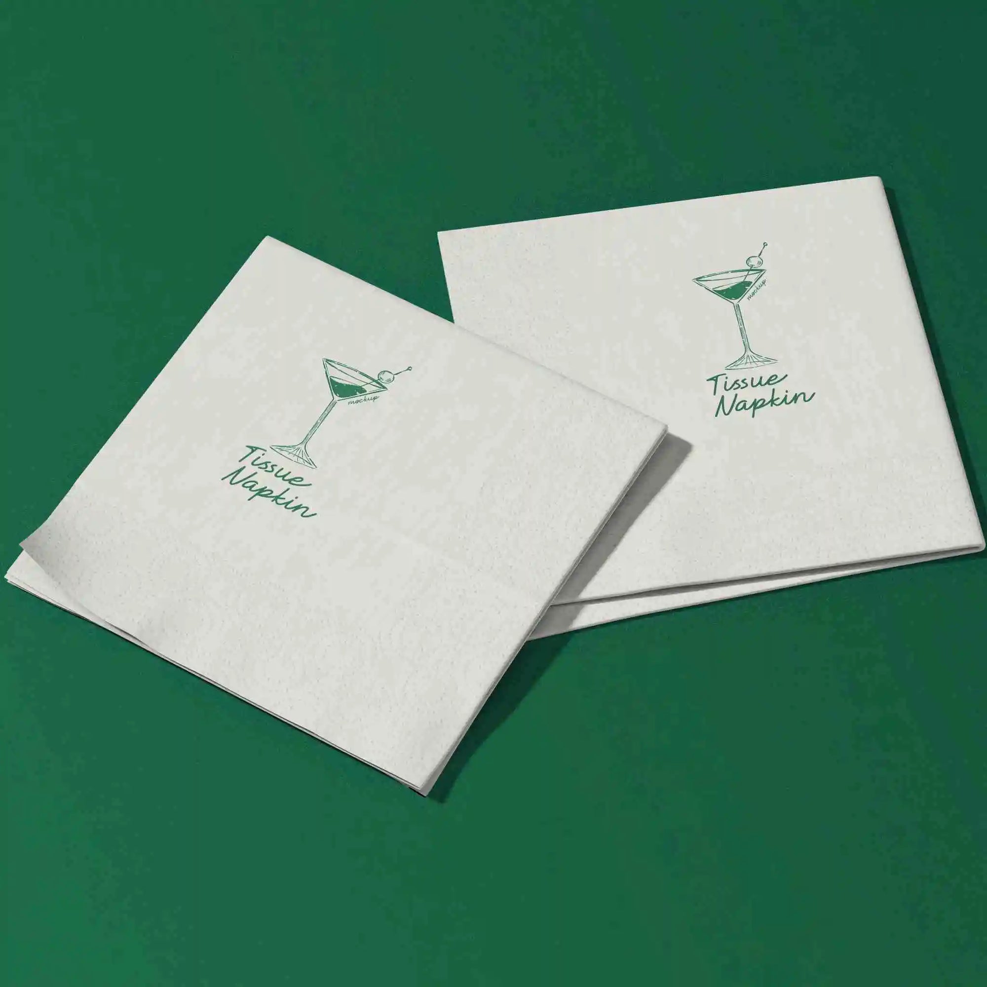 Custom tissue napkins featuring a cocktail design, perfect for elevating events and brand messaging.