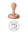 Custom rubber stamp with wooden handle featuring a "Stay Home" design for personalized messaging.