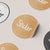 Custom round stickers mockup showcasing design options for branding and personalization.
