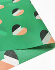 heart pattern green tissue paper