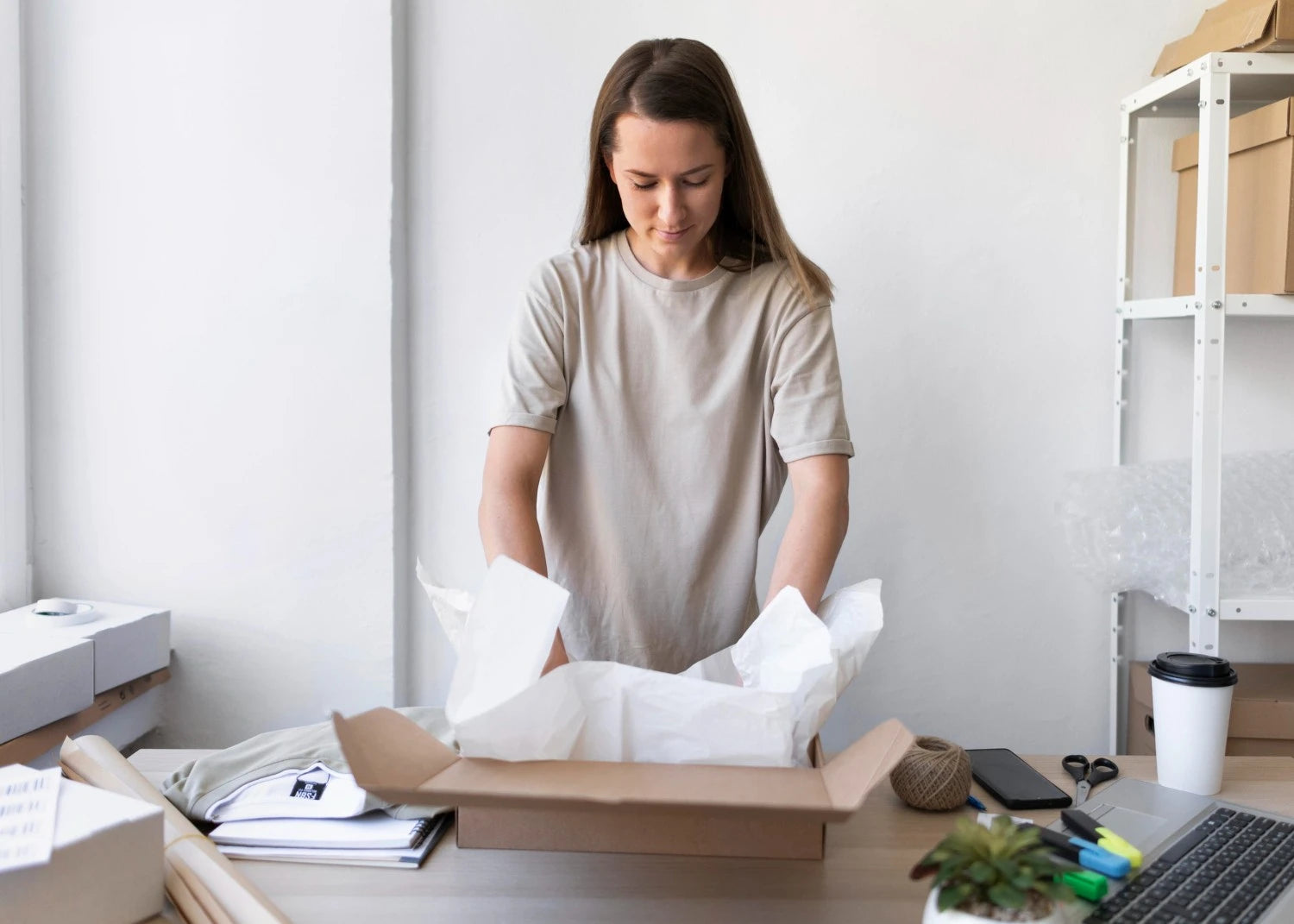 packaging with tissue paper