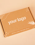 Custom mailer box featuring customizable design space and elegant patterns for branding and packaging.