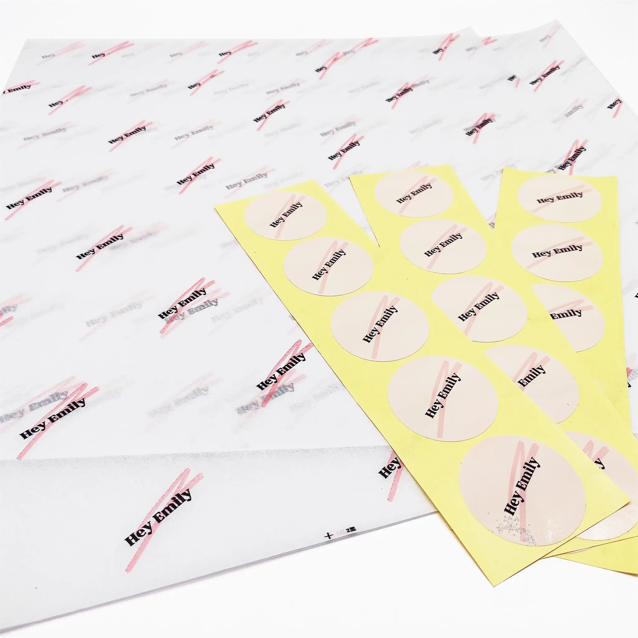 branded 15lb tissue paper with sticker