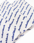 branded 20lb thick tissue paper with blue logo