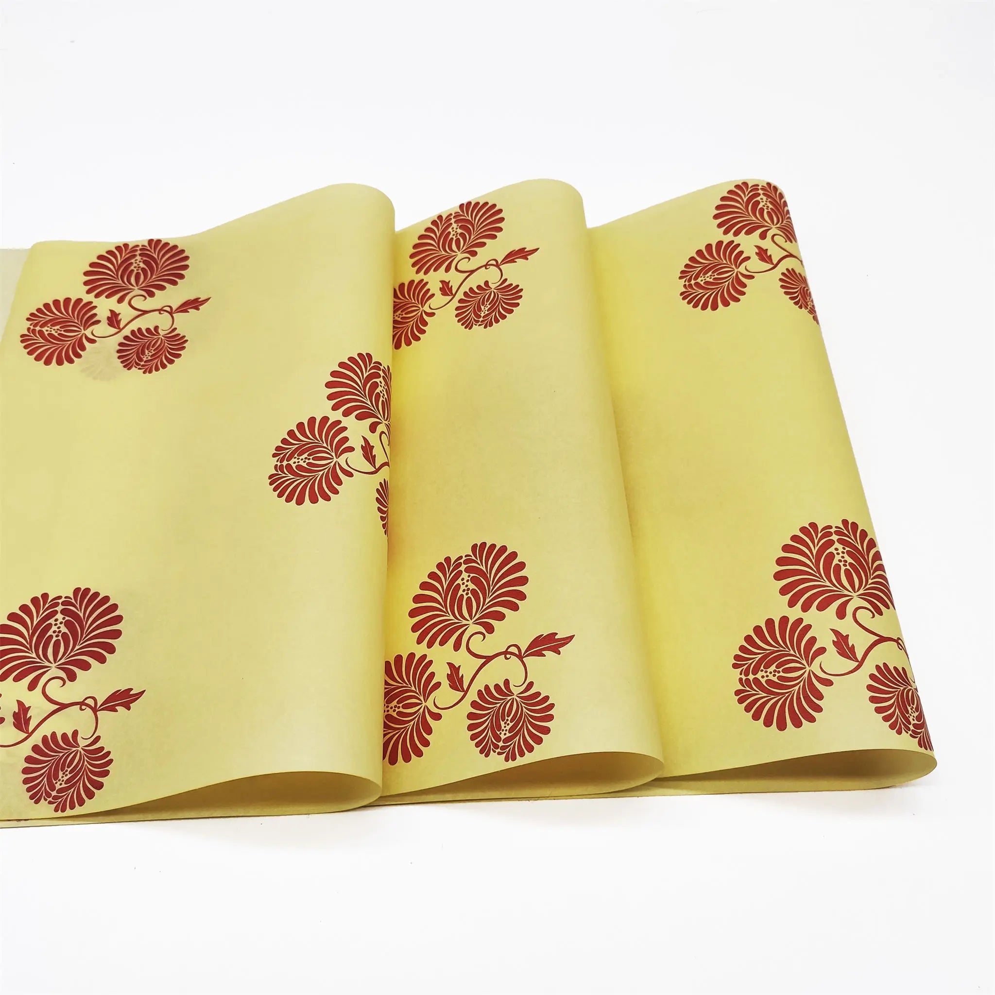 custom 20lb yellow tissue paper with red flower