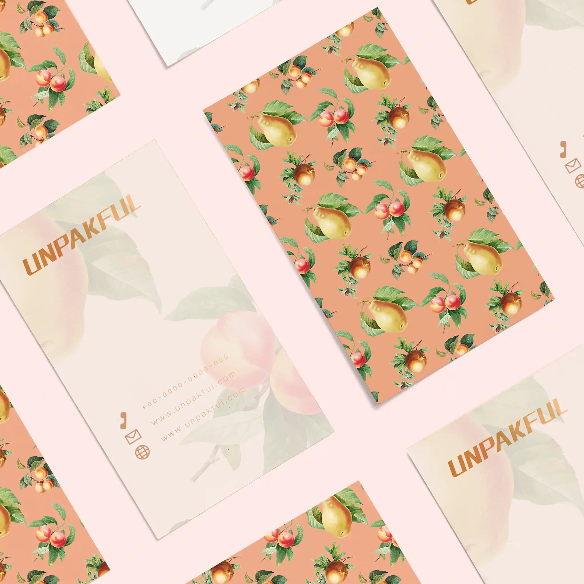 Custom cards with floral designs, enhancing product packaging for a unique brand identity.