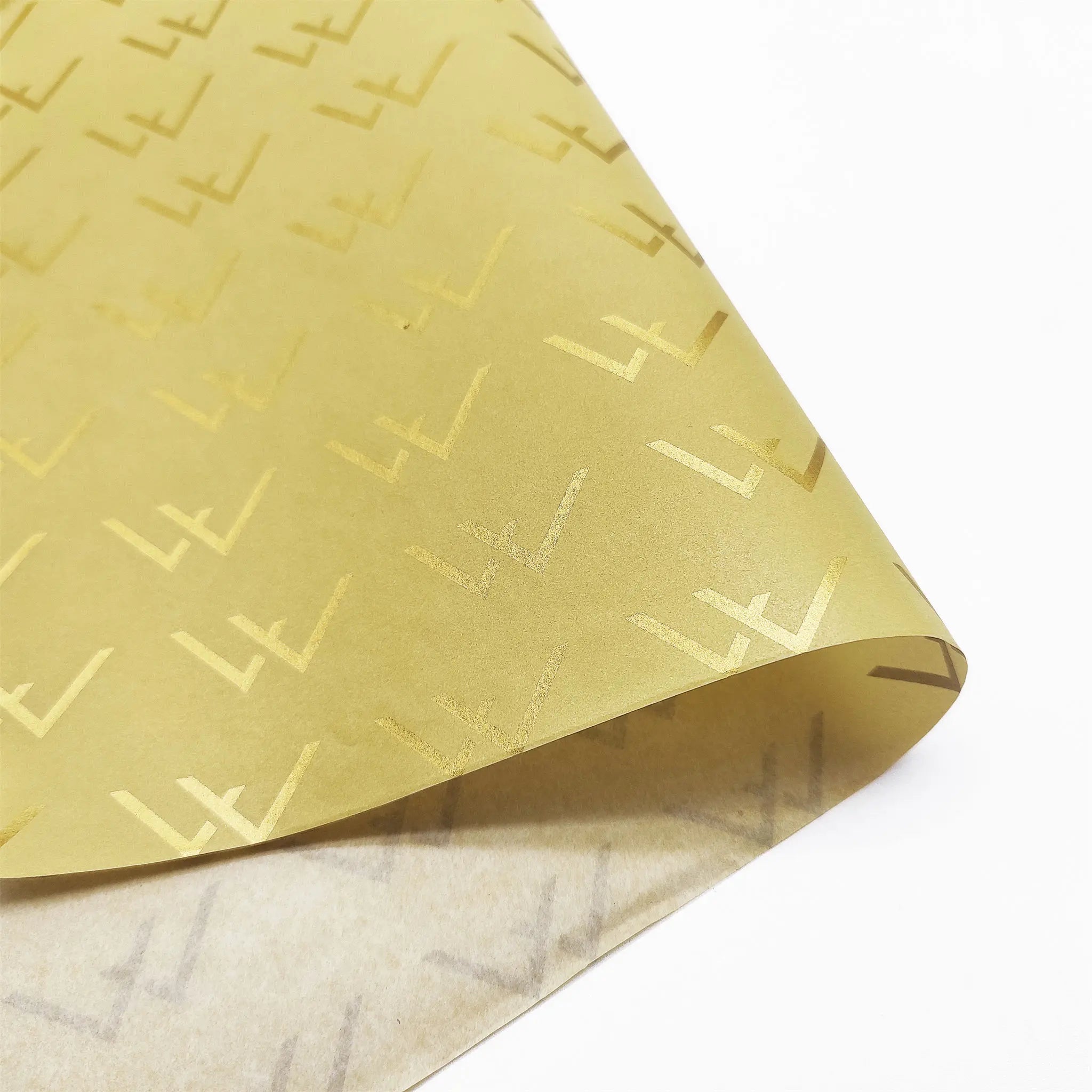 custom yellow 30lb tissue paper with gold logo