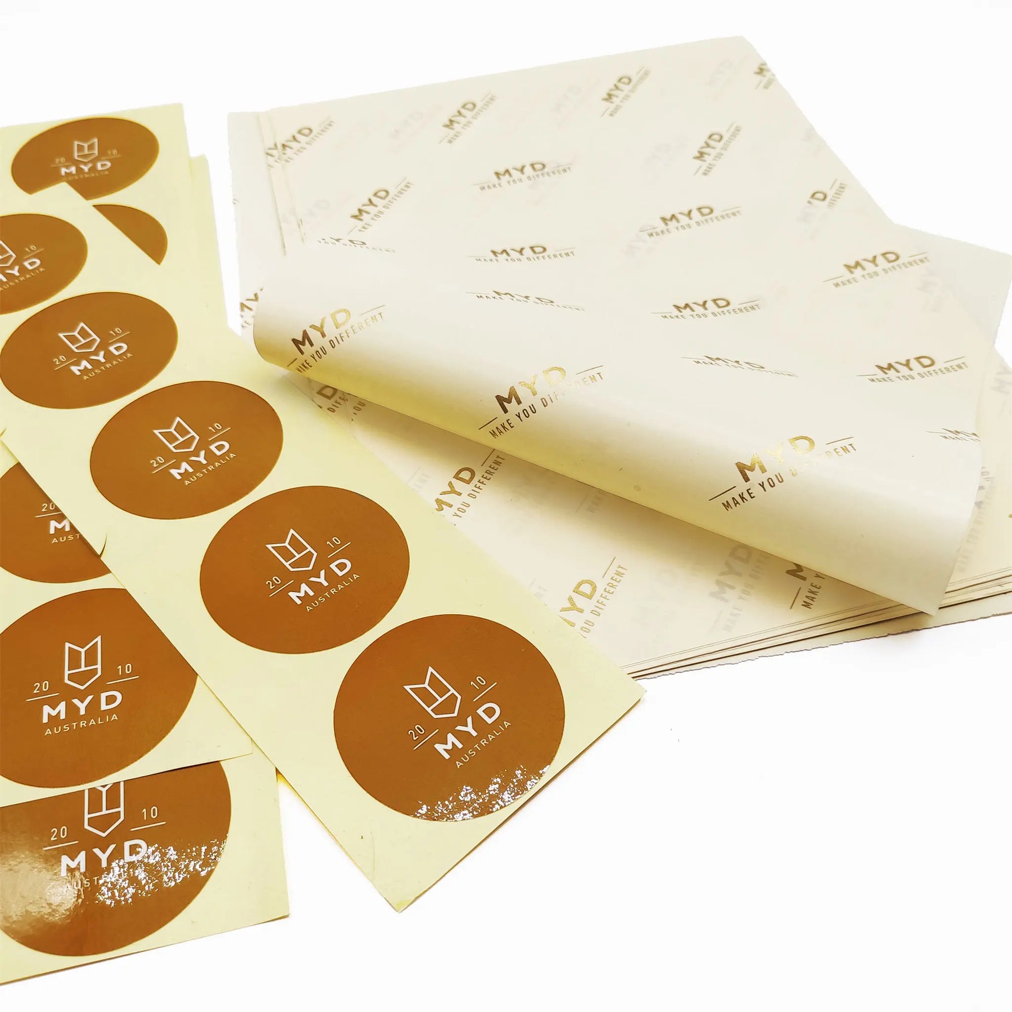 custom yellow thick tissue paper with stickers