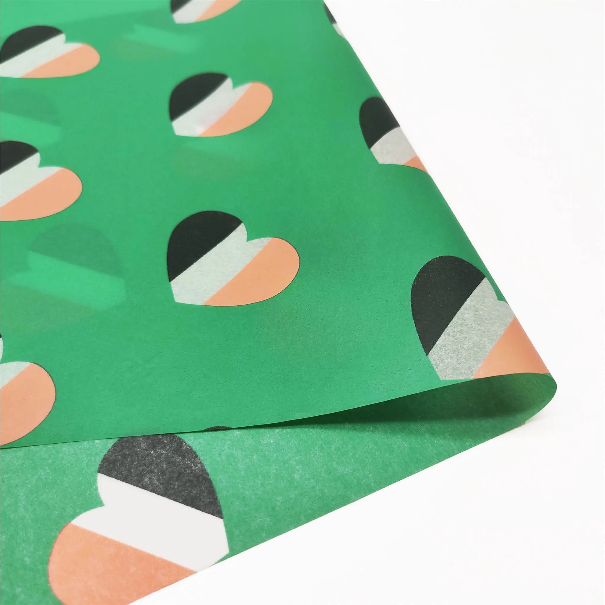 heart pattern green tissue paper