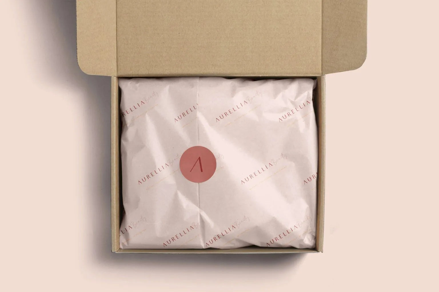 unboxing mailer box with tissue paper